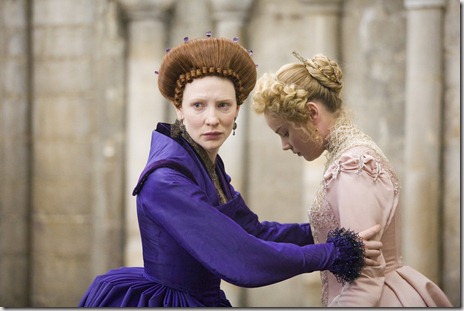 Cate Blanchett (Queen Elizabeth I) and Abbie Cornish (Bess Throckmorton) star in Elizabeth: The Golden Age. 